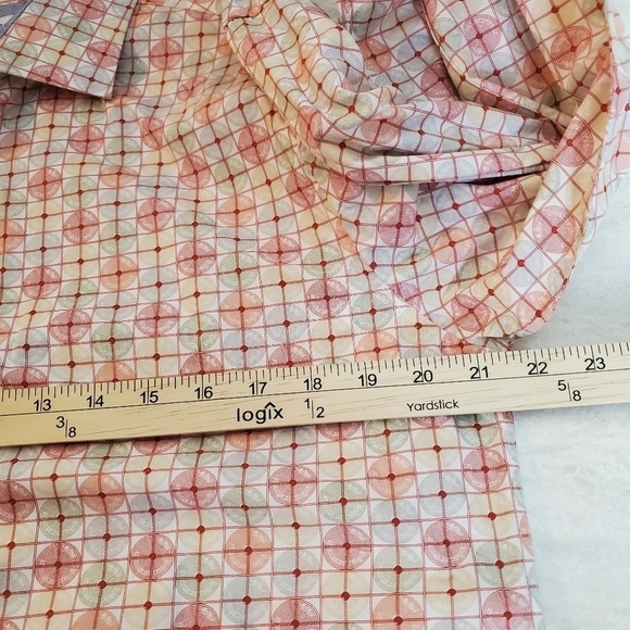 John Lennon Button Up Shirt Mens Large Colorful Red Orange Record print Retro - Picture 6 of 14